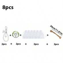 20/30 件白色珍珠链钥匙扣，婚礼派对新娘礼物，订婚周年纪念礼物，包括钥匙扣、标签、欧根纱袋、婚礼回礼、婚礼派对装饰