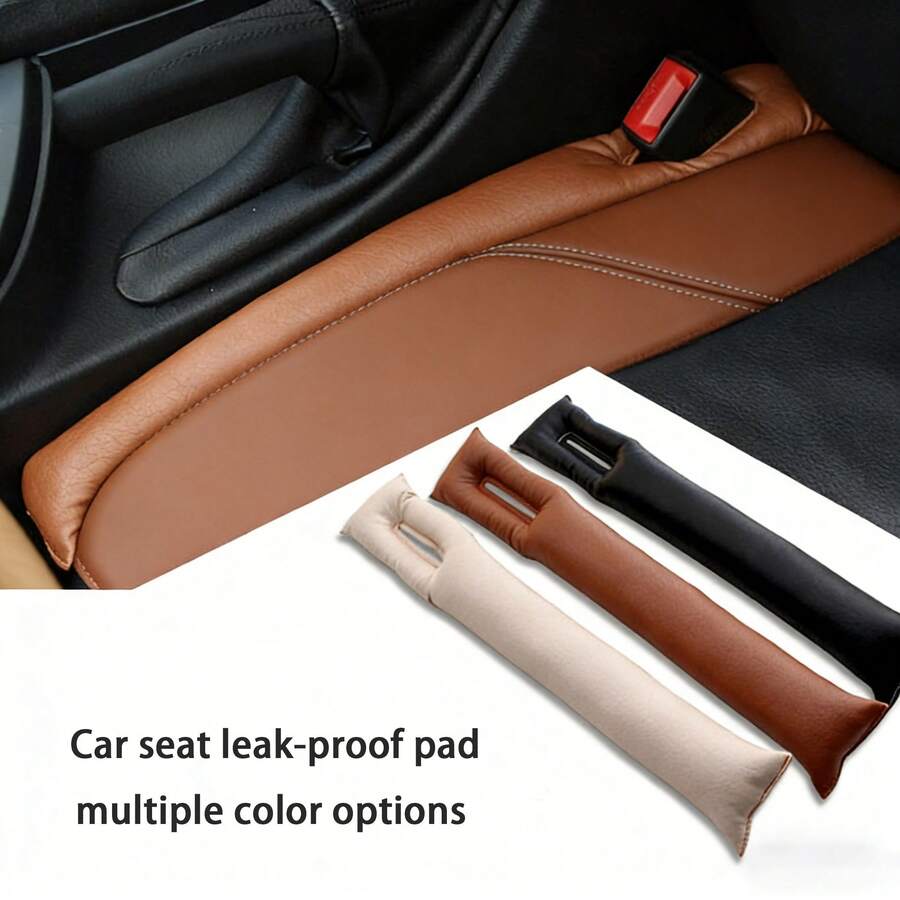 1pc Universal Soft Car Seat Gap Filler, Artificial Leather Anti-Leakage Pad, Insert Spacer, Car Accessories - Multicolor - View 1
