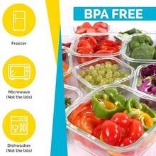2 piezas/3 piezas Recipientes de Almacenamiento de Alimentos de Vidrio con Tapas | Cajas de Almuerzo Herméticas y A Prueba de Fugas | Preparación y Almacenamiento de Comidas | Aptos para Microondas, Horno, Refrigerador y Lavavajillas - transparente - Ver 4