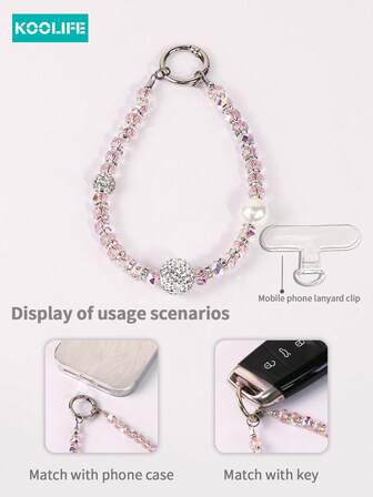 1 pieza Cordón para teléfono con cristal y mariposa de strass de Koolife, colgante con cuentas y strass, adecuado para teléfono/muñeca/auriculares, regalo para madre, familia, amigos, cumpleaños, vacaciones, decoración de funda de teléfono
