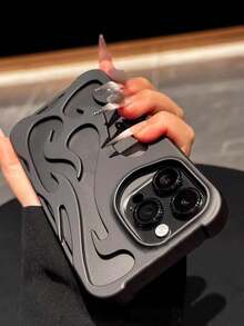 New Skin-Friendly Hollow Design Flame Pattern Anti-Drop TPU Phone Case Compatible With IPhone 15 Pro Max/16 Pro Max/16 Pro/14 Pro Max/14 Pro/13 Pro Max, Galaxy S22/S22 Ultra/S23/S23 Ultra/S24/S24 Ultra, A13/A14/A15/A53/A54/A04s/A06/A55, S25/S25 Ultra, 17/17 Pro/17 Pro Max/17 Air - Black - View 5