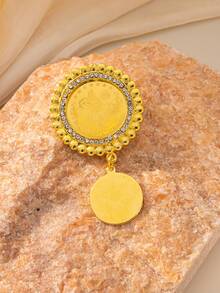 Herseygold 1pc Middle Eastern Turkish Copper Gold-Plated Women Brooch Scarf Clip, Luxury Bridal Jewelry, Lucky Gift - Gold - View 2