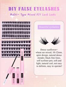 392 Independent Clustered False Eyelashes, Dramatic Extension Set, D-Roll 8-16mm Mixed Length, DIY False Eyelash Extension Tool Set, DIY Lower Eyelash False Eyelash Tutorial Book, Large Capacity Soft Independent Clustered False Eyelashes, Creating Fluffy Natural Ripples Y2K Butterfly Element Pink Base Chuck For Long-Lasting DIY False Eyelash Glue, DIY Glue Remover, DIY False Eyelash Tweezers At Home - 黑色 - 查看 6