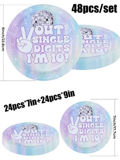 Single Party Themed Disposable Paper Tray Set, Including 9-Inch And 7-Inch Options. Suitable For Various Occasions Such As Clubs, Parties, Picnics, Weddings, Baby Showers, Graduation Ceremonies, Family Banquets, And Party Supplies. Suitable For Kitchen And Dining Room Decoration, As Well As Party Decoration. This Is A Set Of Reception Paper Plates And Disposable Tableware. Wedding Party, Design.