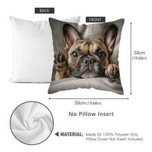 TOPSSCTR 1 față de pernă cu imprimeu vintage cu buldog francez, imprimare pe o singură față, lavabilă la mașină, închidere cu fermoar, material poliester, potrivită pentru diverse camere - ideală pentru Crăciun, Anul Nou, Ziua Îndrăgostiților (inserția de pernă nu este inclusă), față de pernă decorativă - Maro - Vizualizare 15