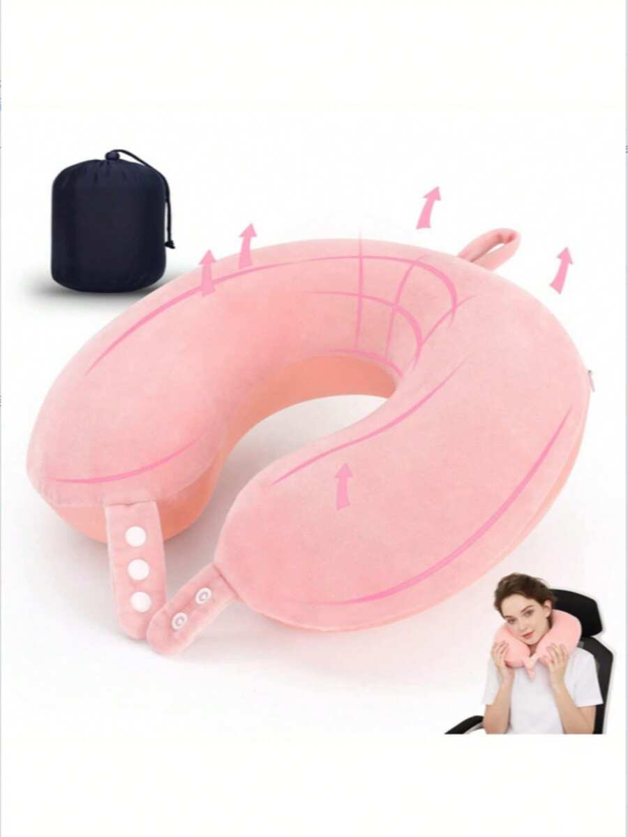 1pc U-Shaped Car Neck Pillow, Soft And Comfortable Outdoor Travel Pillow, Home And Office Neck Pillow, Travel Neck Pillow, Removable U-Shaped Pillow, Cervical Pillow, Pillow Core Filling, Travel Accessory. Suitable For Travel, Car Journeys, Home, Office - Multicolor - View 1