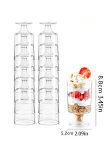 10 Stücke transparente Dessertbecher mit Ständern - geeignet für Eis, Kuchen, Mousse, Pudding, Obst, Vorspeisen, ideal für Zuhause, Schulanfang, Muttertag, Partys - Verschiedenfarbig - Übersicht 7
