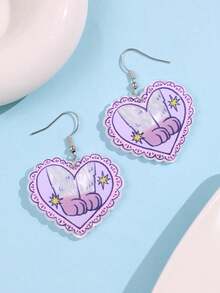 一对时尚创意独特可爱紫色猫爪吊坠耳环，适合日常佩戴、节日和派对场合。 - 彩色 - 查看 3