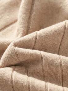 HUODA Men's Casual Ribbed Knit Sweater, Round Neck, Minimalist & Fashionable, Suitable For Daily Wear - Camel - View 4