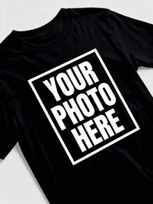 Custom Double Sided Personalized TShirt - 100% Cotton Non-See-Through, Upload Photo/Design For Gift & Outdoor Wear - Black Front - View 2