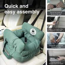 HAZOOWILL Dog Car Seat, Warm & Portable Pet Travel Bed, Suitable For Cats & Dogs Under 25lbs, With Adjustable Safety Strap, Carry/Shoulder Strap, Fits Car Front/Rear Seats & Indoor, Christmas Gift For Autumn/Winter - Multicolor - View 3