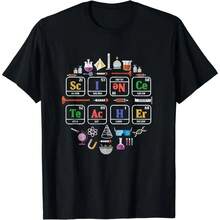Camiseta de Profesor de Ciencias Tabla Periódica Elementos Químicos Camiseta Casual Cuello Redondo Regalo de Navidad Ropa de Verano para Mujeres Top Y2K - Negro - Ver 1