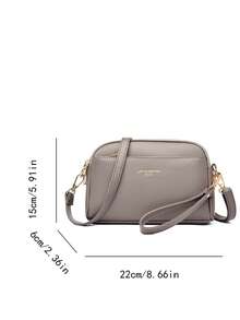This Fashionable And Minimalist Handbag Features A Letter Graphic Design, Which Can Hold Daily Essentials Like Cosmetics, Lipsticks, And Keys, Purse - Grey - View 3