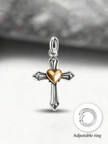 1pc Minimalist & Unique 925 Sterling Silver Heart, Faith, Growth, Cross Pendant, Delicate Jewelry Gift For Men & Women - Style 5 - View 1
