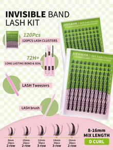 120 piezas Grupos de pestañas de hada estilo manga C Curl, mezcla de 8-16mm, pestañas naturales y suaves, pestañas postizas individuales DIY fáciles de usar y reutilizables para maquillaje diario - Multicolor - Ver 6