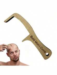 1/2 piezas Peine de broma de cabeza calva, cepillo de madera sin cabello, regalo para hombres calvos, herramienta de arreglo de cabeza calva, regalo de peine sin cabello para amigos - Multicolor - Ver 3