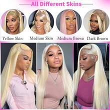 40 Inch 613 Blonde 13x4 HD Lace Front Wig Human Hair Blonde Wig - 250% Density Gold Color Straight Hair - Pre-Plucked Hairline And Baby Hairs - S613 - 查看 10
