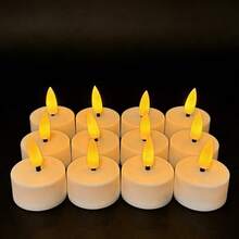 12pcs Battery Powered Flameless LED Tea Lights, Flickering Candle Lights For Wedding, Party, Halloween, Christmas, Holiday Decor - White - View 6