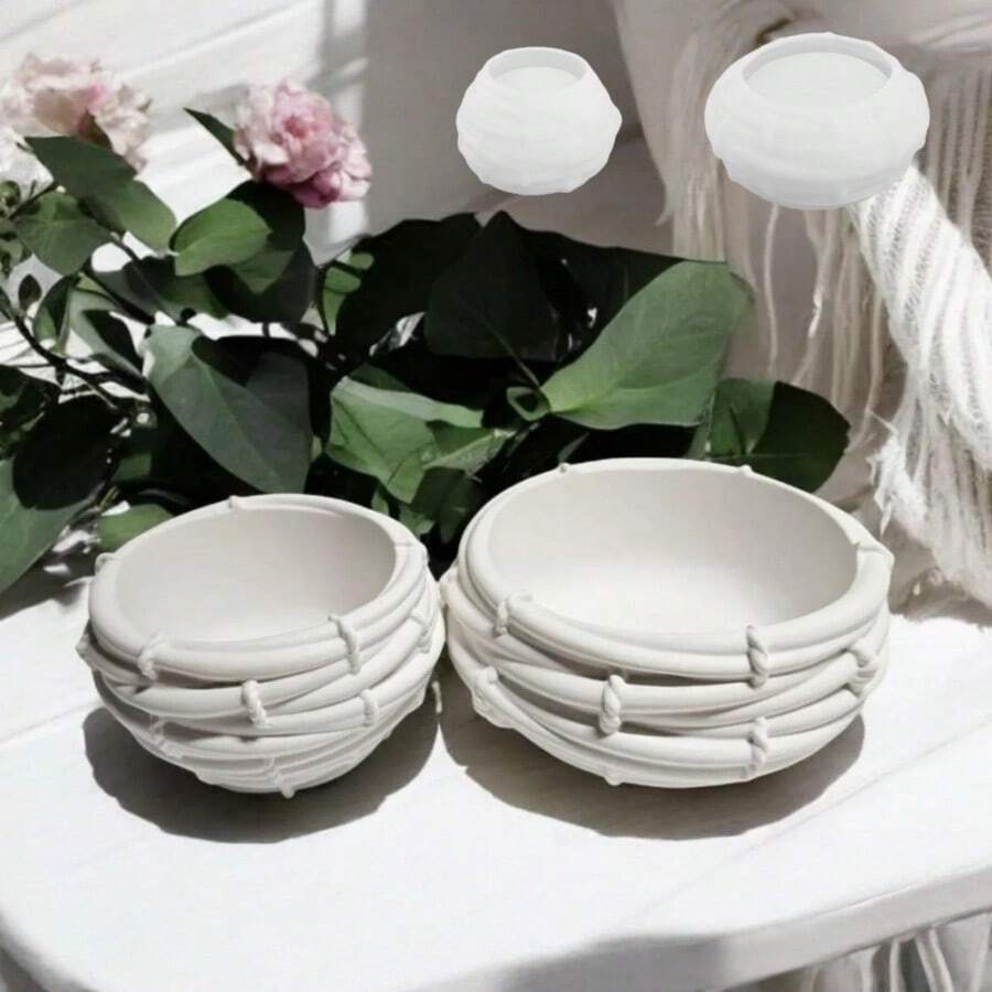Khuôn đất sét tự làm hình tổ chim bất đối xứng, khuôn làm cốc nến bằng nhựa, khuôn silicon đựng trang sức hình tổ chim nhỏ và lớn. - khuôn silicon - Xem 1
