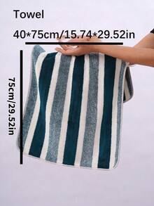 3条装珊瑚绒超柔软不掉毛浴巾/面巾，浴室柔软吸水条纹洗脸巾或浴巾，沙滩巾，浴室用品，适用于浴室、酒店、健身房、旅行、礼品、沙龙、运动、户外、海滩、学校、返校季、旅行配件、家居必需品、毛巾、护肤 - 墨綠色 - 查看 10