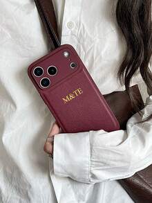 Funda de teléfono personalizada con letra, relieve 3D en lámina de oro, compatible con iPhone 17/16/15/14/13/12/11 Pro Max y series Plus, diseño texturizado burdeos, antideslizante, a prueba de golpes, resistente a arañazos, regalo perfecto para cumpleaños y aniversario - Burdeos - Ver 7