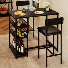 Techigher Dining Table & Chair Sets - 1+2套裝_黑色 - 查看 8