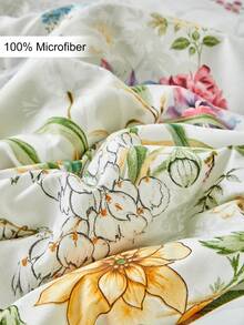 1pc Floral Botanical Pattern Print Polyester Duvet Cover With Pompom Tassels, Modern Cottagecore Soft& Breathable Duvet Cover Only For All Seasons, Queen, King ( Without Filler ) - Multicolor - View 6