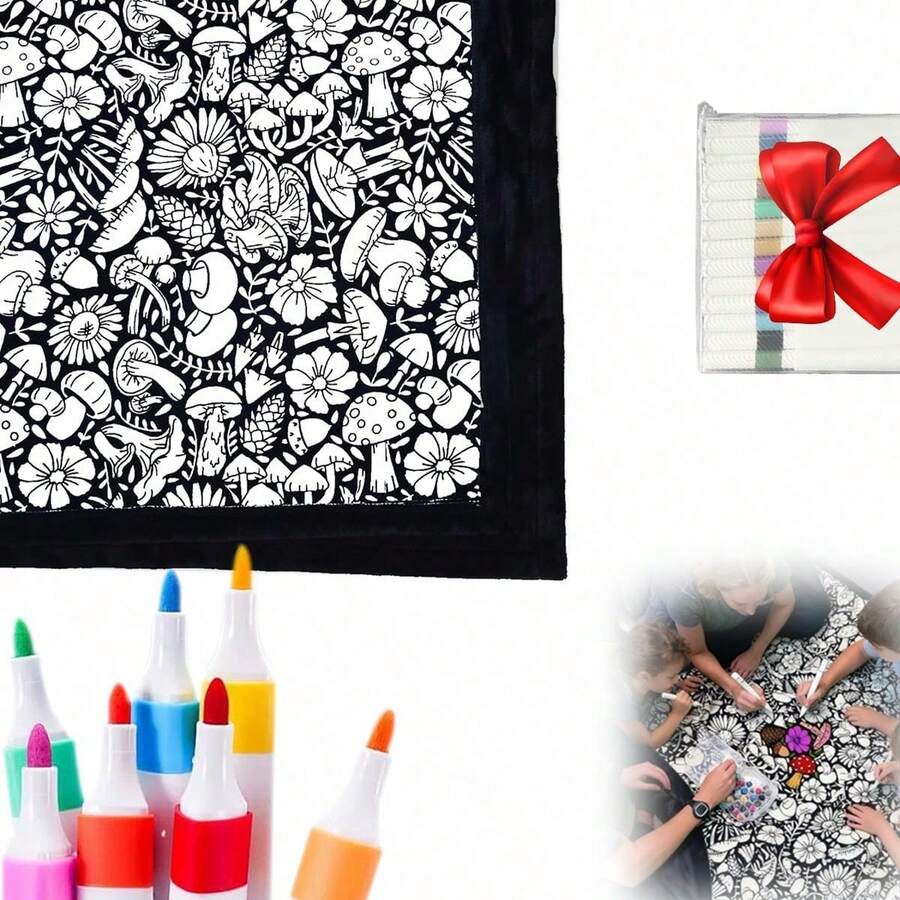 DIY Coloring Blanket With Markers, Color Your Own Blankets, Customizable Washable Diys Colorings Blanket Kits, You Can Color Fuzzy Velvet, Creative Diys Colorings Blankets For Adults - Mặc định - Xem 1