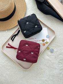 1 حقيبة مكياج مربعة صغيرة، حقيبة مربعة صغيرة ناعمة وفضفاضة مبطنة بشكل فراشة، حقيبة مستحضرات تجميل صغيرة، حقيبة فوط صحية/مجوهرات/محفظة نقود، منظم محمول للسفر، حقيبة تخزين متعددة الأغراض للضروريات اليومية - متعدد الألوان - مشاهدة 3