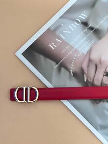 1条经典简约时尚字母扣女士腰带，百搭欧美风格真皮腰带，适合搭配裤装和西装 - 彩色 - 查看 8