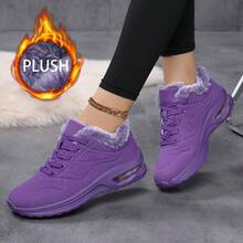 New Stylish Lace-Up Casual Warm Thermal-Lined Sports Shoes, Winter - Purple - View 12