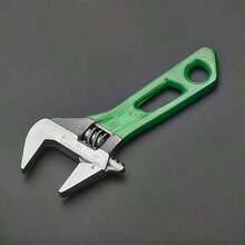 1pc 4.6 Inch Adjustable Wrench - Wide Mouth Short Handle Mini Wrench With Laser Etched Markings And Rubber Grip - Durable Metal Construction, Suitable For Plumbing And Bathroom Maintenance