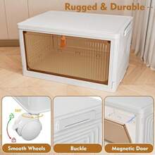 Large Folding Storage Box Stackable Case Cabinet Closet Home Organizer On Wheels - White - View 8