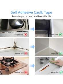 DeTODO 1 Rollo de Cinta Adhesiva Impermeable Aislante Para Cocina Y Baño Selladora Antihumedad Multiuso Autoadhesiva Moldura Protector Grietas Juntas Lavamanos Bañera Paredes Azulejos Silicona Flexible Blanca - Blanco - Ver 6