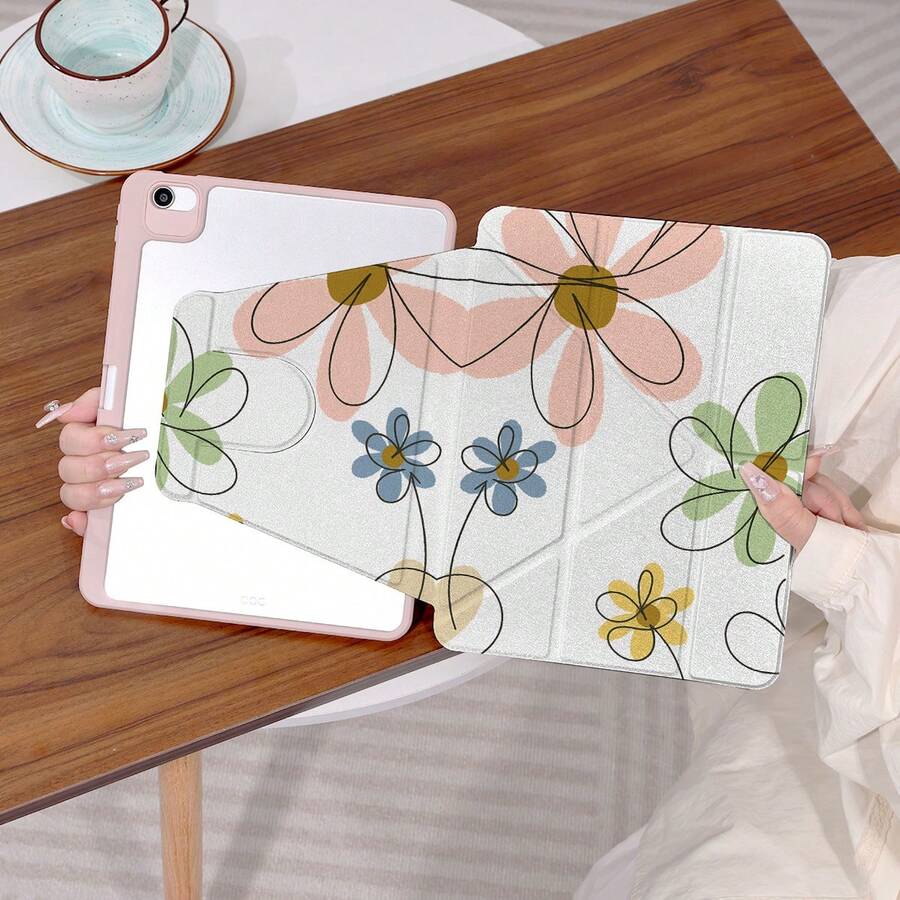 360°旋转iPad保护壳，Y型折叠支架，高清UV印刷，兼容iPad 11（2025款）、iPad Air 11/13（2025款M3）、iPad Air（M2）11/13英寸、iPad Air 4/5/6 10.9英寸、iPad Pro 11英寸、iPad Pro 12.9英寸、iPad 10.2英寸、iPad第九/十代及其他多种型号，保护套设计，支持多角度调节，六向支架摆放，内置笔槽，透明后盖，防摔保护，自动唤醒/睡眠功能 - 彩色 - 查看 1