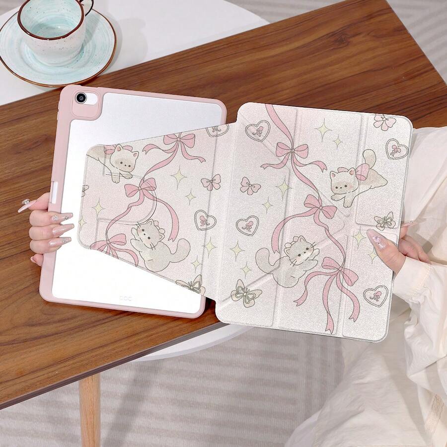 360°旋转iPad保护壳，Y型折叠支架，高清UV印刷，兼容iPad 11（2025款）、iPad Air 11/13（2025款M3）、iPad Air（M2）11/13英寸、iPad Air 4/5/6 10.9英寸、iPad Pro 11英寸、iPad Pro 12.9英寸、iPad 10.2英寸、iPad第九代/第十代及其他多种型号，保护套设计，支持多角度调节，六向支架摆放，内置笔槽，透明后盖，防摔保护，自动唤醒/睡眠功能 - 彩色 - 查看 1