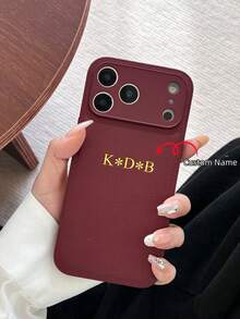 Funda de teléfono personalizada con letra, relieve 3D en lámina de oro, compatible con iPhone 17/16/15/14/13/12/11 Pro Max y series Plus, diseño texturizado burdeos, antideslizante, a prueba de golpes, resistente a arañazos, regalo perfecto para cumpleaños y aniversario - Burdeos - Ver 3