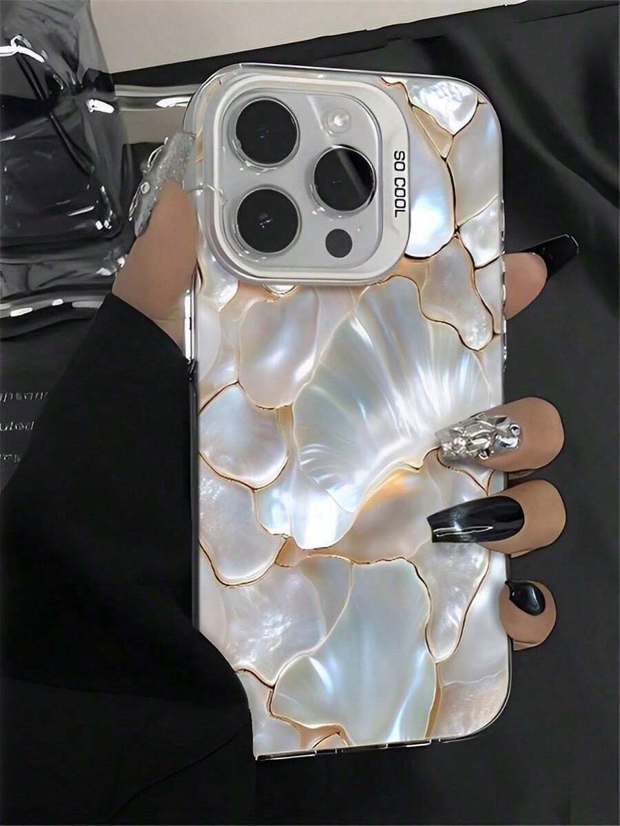 Pearl Mother-Of-Pearl Texture Phone Case Suitable For Compatible With Iphone16, 15, 14, 13, 12, 11, PRO MAX,  X, XS, PLUS,16E/SE4,As Well As,Galaxy S22/23/24 Ultra/FE+YOUR-BELOVED-PHONE Christmas Gifts Christmas Gifts,New Year Gifts,Valentine's Day Gifts - 白色 - 查看 1