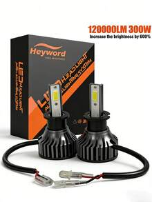 Heyword 2pcs LED Car Headlights 9005 9006 H13 H11 H7 H4 H1 High/Low Beam Combo, 75,000 Lumens, 800% Brightness Increase, 6500K White Light, CANBUS, Quiet Fan, High Brightness COB CSP Chip, Plug And Play