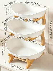 Zestaw plastikowych misek na owoce 2/3 poziomy, odpowiedni do kuchni i jadalni - taca wielowarstwowa, taca do przechowywania owoców i przekąsek, stojak z bambusa i drewna, taca na przekąski, taca na słodycze, kosz na owoce, może pomieścić owoce, przekąski i desery