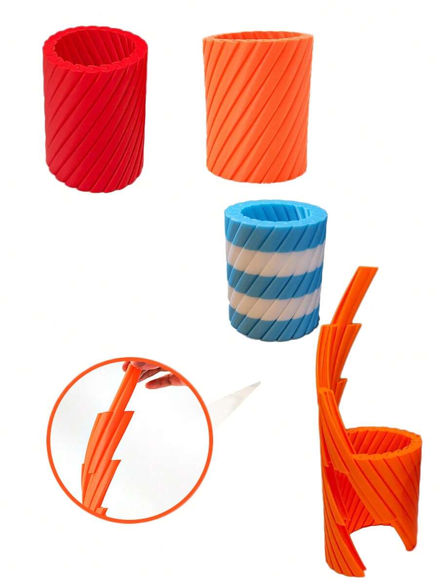 Stress Relief Spiral Rotating Toy, Multi-Functional Desk Flower Vase Pen Holder, Creative Desk Toy For Adults, Suitable For Birthday Party, Holiday Gift, Reward Gift, And Gift Bag Filler, Office Desk Game Storage - Multicolor - View 1