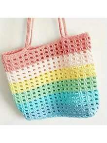 每包1团，50克，120米（4727.4英寸），适合编织毛衣、毯子、帽子、袜子、围巾、钩鞋、包包 - 白色 - 彩色 - 查看 7