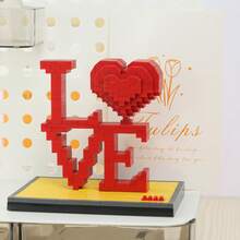 Valentine's Day Building Block Set, Adult Building Block Set, Micro Particle Building Blocks, Heart-Shaped Building Block Decor, LOVE Letter Assembly Decor, 3D Heart-Shaped Building Blocks DIY Assembly, Romantic Rose Heart-Shaped Decor, Challenging Adult Puzzle Stress Relief Gift, Valentine's Day Confession Gift For Girlfriend, Desktop Decor Valentine's Day Gift, Ceremonial Gift - Multi-colored Valentine's Day Building Blocks - View 5