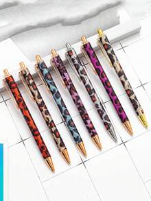 Set de 3 pixuri neutre cu imprimeu leopard drăguț, design retractabil, pixuri cu bilă imprimate minimalist, potrivite pentru jurnal și cadouri, perfecte pentru nuntă, Ziua Îndrăgostiților - Multicolor - Vizualizare 8