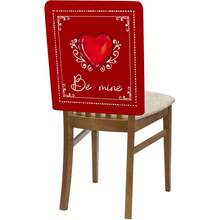 2PCS/4PCS Valentine's Day Red And Gold Heart-Striped Linen Chair Covers, Removable And Easy To Clean, Suitable For Protecting Home Dining Chairs And Decorating Outdoor Parties - Multicolor - View 5