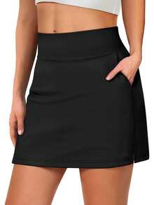 Women's Tennis Skirt Shorts High Waisted Golf Skorts With Pockets Workout Athletic Casual Outfit Clothes,Local Delivery - màu đen - Xem 1
