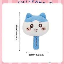 Miniso Hachiware Hand Mirror Blue-White Color Block Design Soft Short Embroidered Expression Details Portable Touch-Up On-The-Go Mirror(1 PC) - Baby Blue - View 9