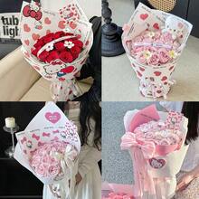 Sanrio Bouquet Floral Arrangement, Hello Kitty Cute Cartoon Plush Bouquet, Hello Kitty Artificial Rose Doll, Home Wedding Decor, Valentine's Day Gift, Kuromi Bouquet Valentine's Day, Graduation Birthday Gift, Cinnamoroll Cute Birthday Gift For Friends - Multicolor - View 2