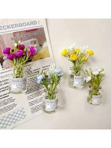 新款迷你花瓶冰箱贴，可爱3D花瓶冰箱贴纸，色彩缤纷的冰箱配件，可重复使用且经久耐用，趣味厨房/冰箱/桌面装饰，独特的节日/生日/乔迁礼物，创意家居厨房装饰，小型桌面摆件，斋月主题，冰箱贴纸，批发，金属贴纸，开斋节礼物 - 彩色 - 查看 5