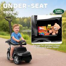 AIYAPLAY Land Rover Discovery Licensed Ride On Car, 2-In-1 Baby Push Car With Removable Push Handle, Foot To Floor Slider With Storage, Protective Guardrail, For Toddlers 18-36 Months, Black - 黑色 - 查看 6
